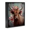Stupell Industries Cow with Vintage Florals Black Framed Giclee Art